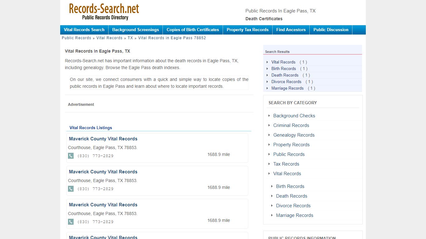 Public Records in Eagle Pass, TX - Death Certificates