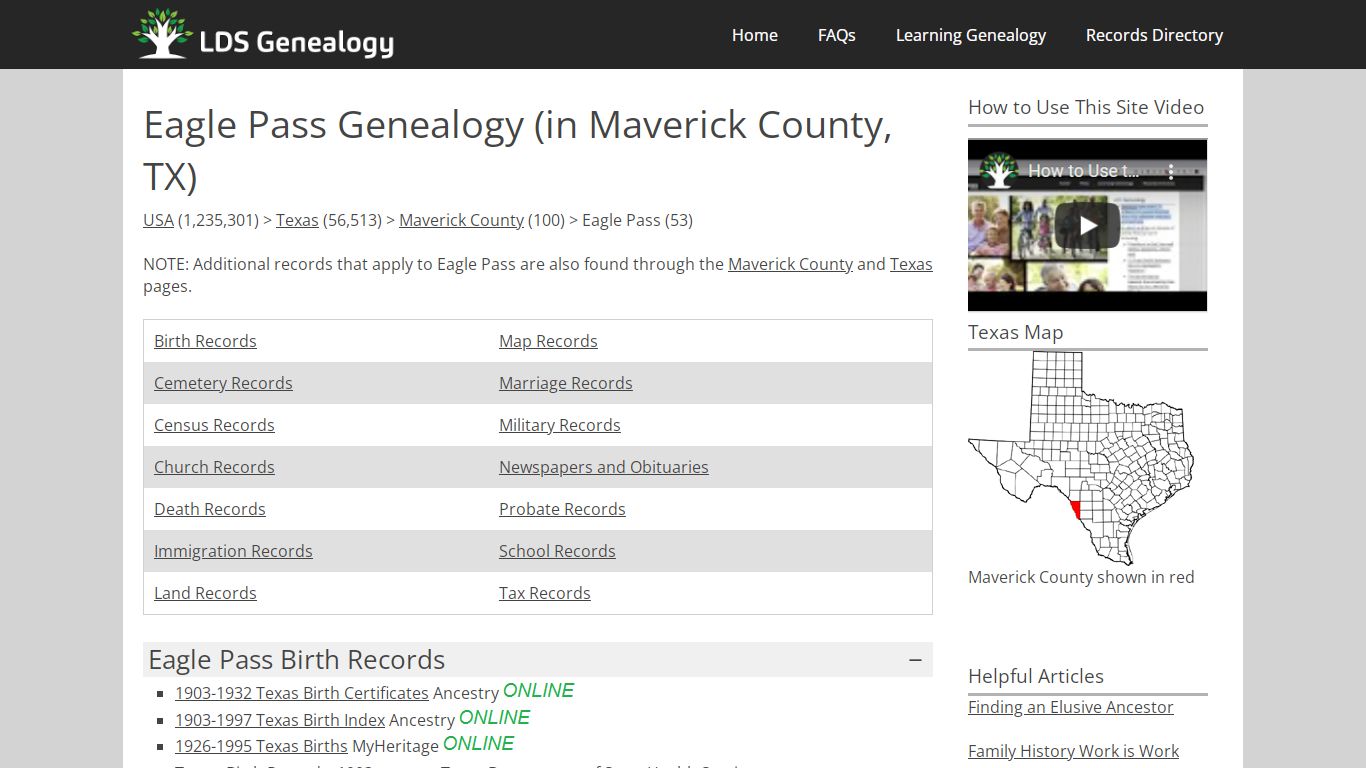 Eagle Pass Genealogy (in Maverick County, Texas)