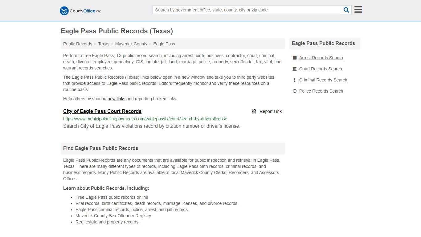 Public Records - Eagle Pass, TX (Business, Criminal, GIS ...