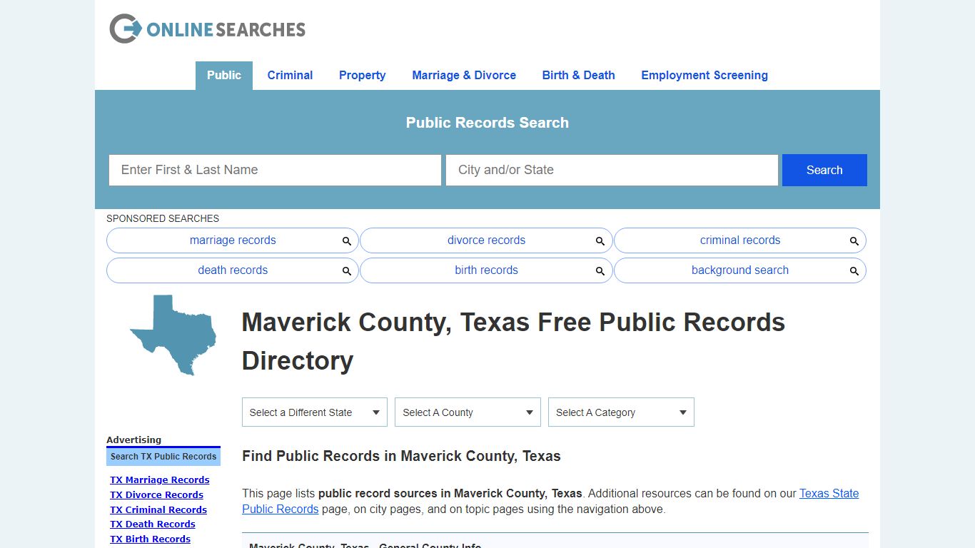 Maverick County, Texas Public Records Directory